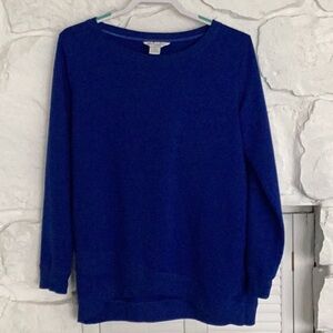 Liz Claiborne large sweatshirt top royal blue long sleeve decorative front